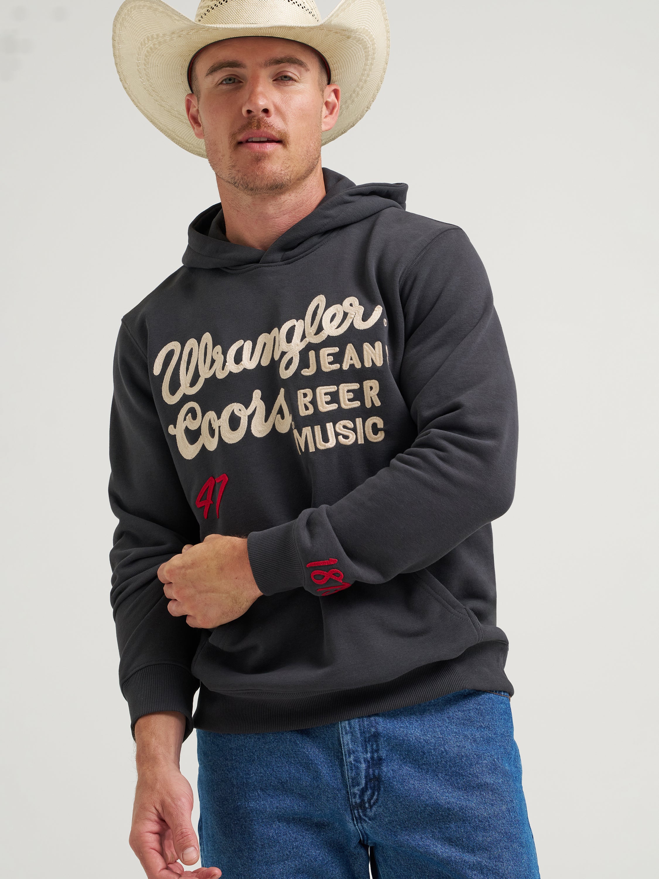 Wrangler x Coors2.0 Unisex Black 'Jeans Beer Music' Embroidered