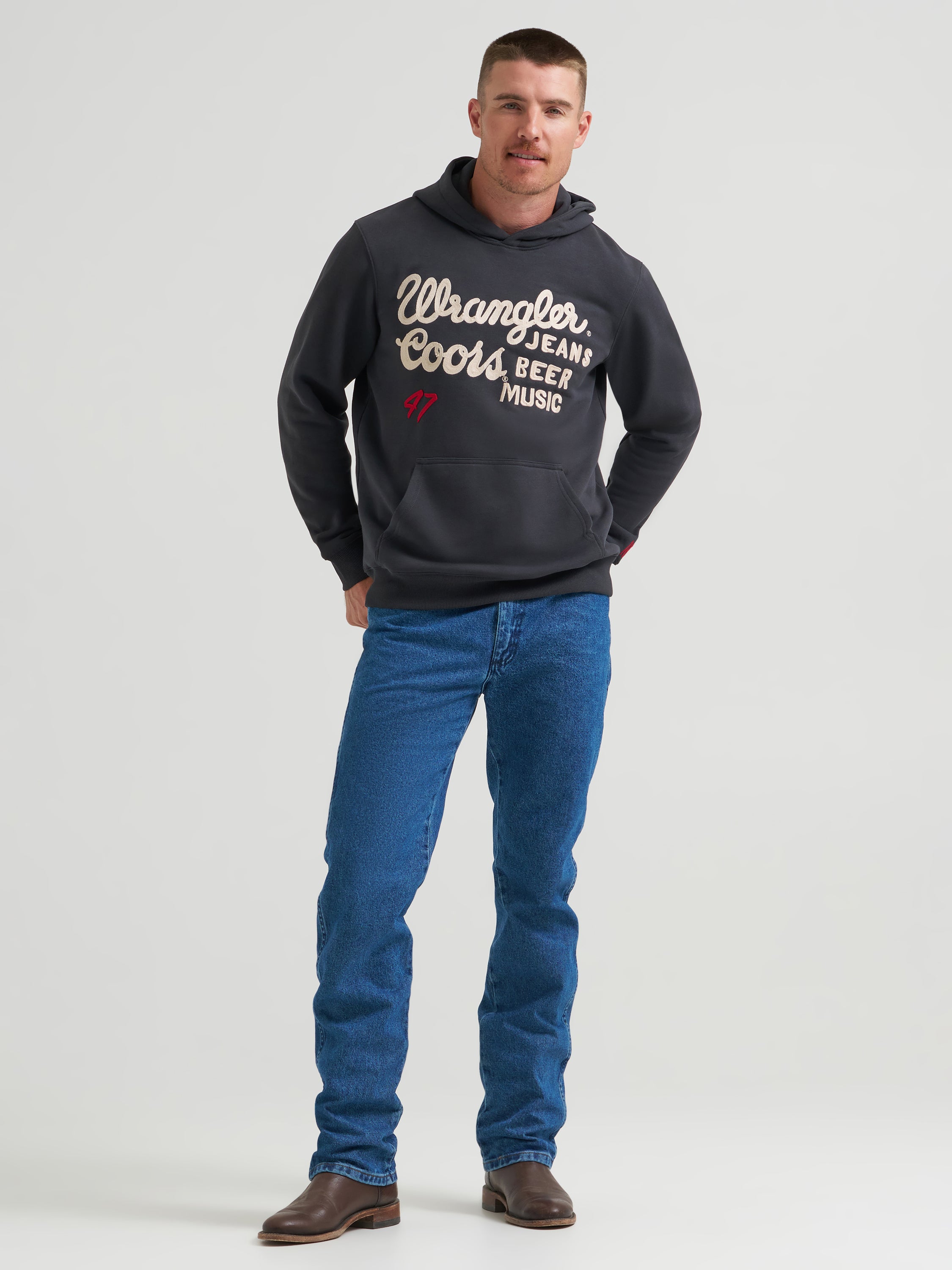 Wrangler x Coors2.0 Unisex Black 'Jeans Beer Music' Embroidered