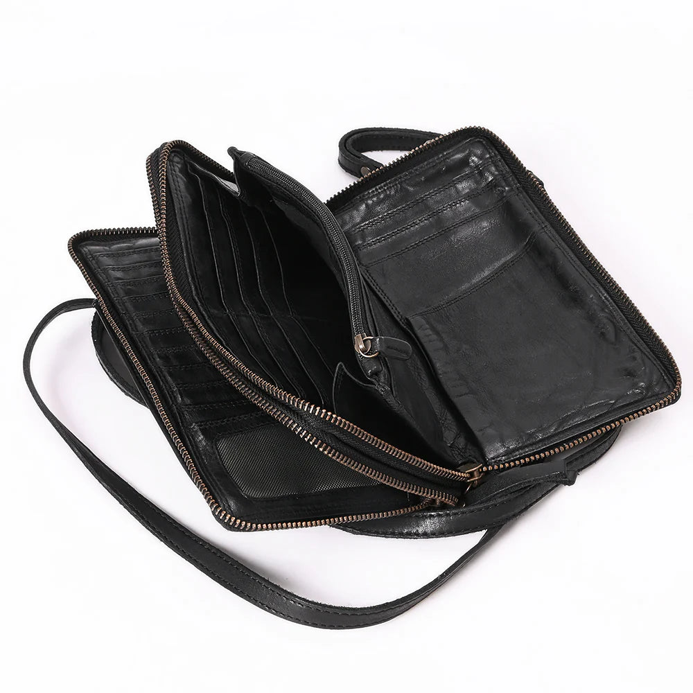 NEW SPAGHETTI WESTERN women\'s genuine leather bag in black Spaghetti W. Swc191Blk Sling Vintage Handmade Drum Dyed  main image 3