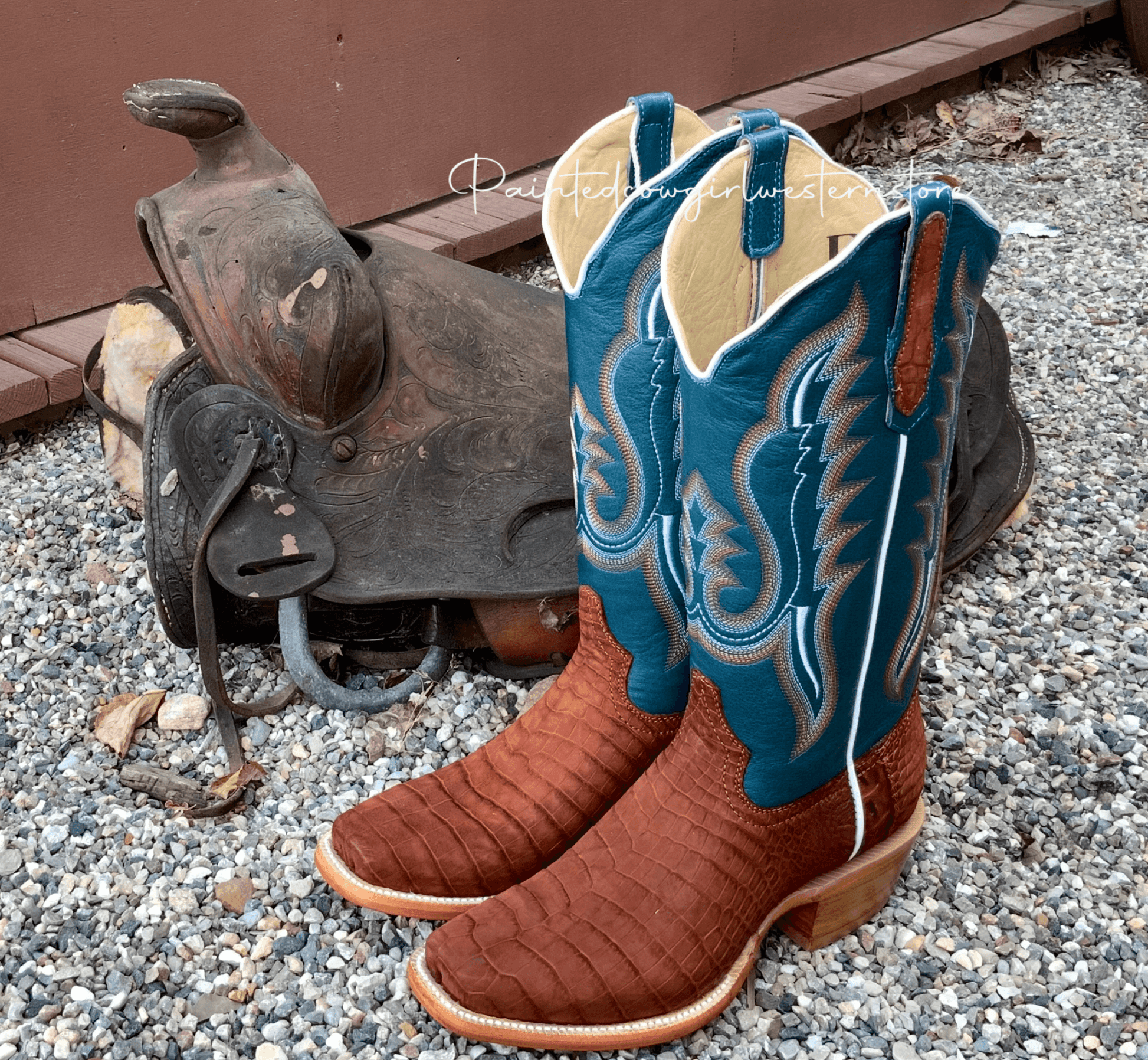 R. Watson Women's Cognac Sueded Nile Crocodile Cutter Toe