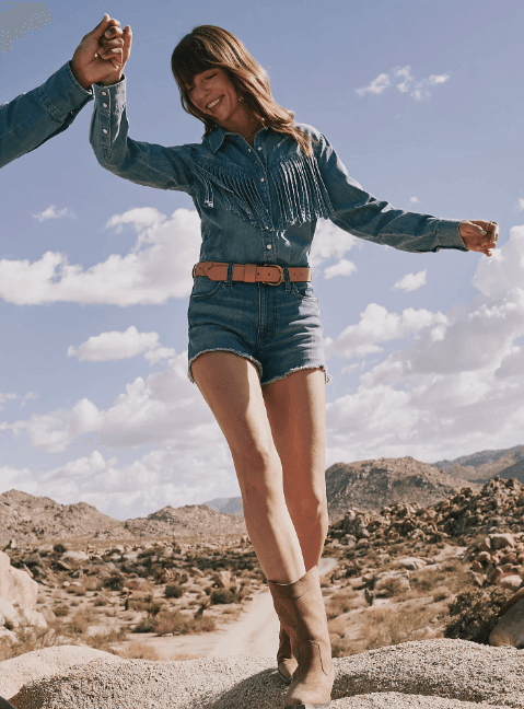 Wrangler Women's Retro Fringe Front Indigo Denim Western Snap