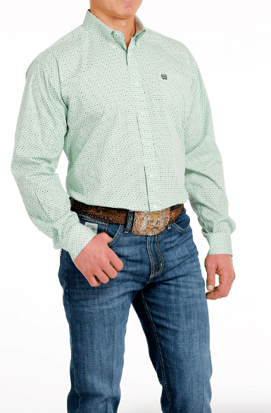 Cinch Lime Green Geometric Print - Mens Shirt - Mtw1105547