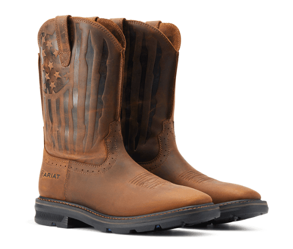 Ariat Brown Leather Cowboy Work Boots US 8.5D Mens Western Slip Resist Oil Resis Ariat WorkHog 8 main image 4
