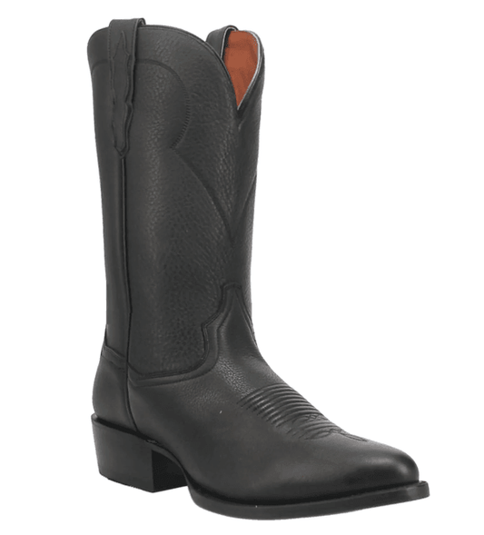 Dan Post Men's Pike Black Leather R Toe Cowboy Boots DP2480