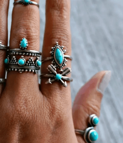 Sowell Jewelry Cross Arrow Turquoise Sterling Silver Ring RS-2762