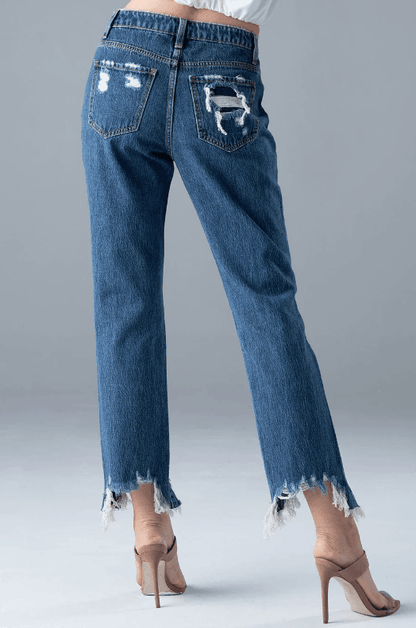 Ceros Women's Stella High Rise Medium Wash Straight Cropped Jeans CS1595