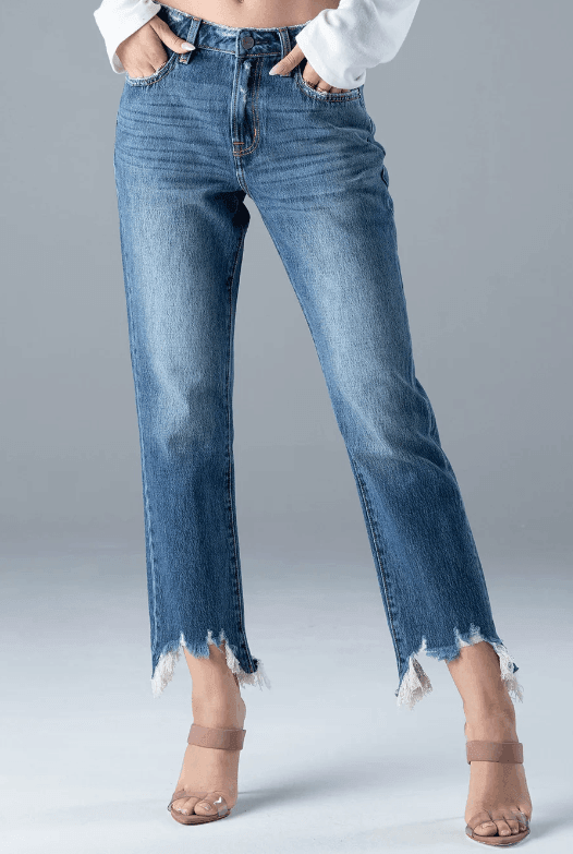 Ceros Women's Stella High Rise Medium Wash Straight Cropped Jeans CS1595