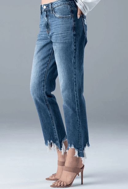 Ceros Women's Stella High Rise Medium Wash Straight Cropped Jeans CS1595