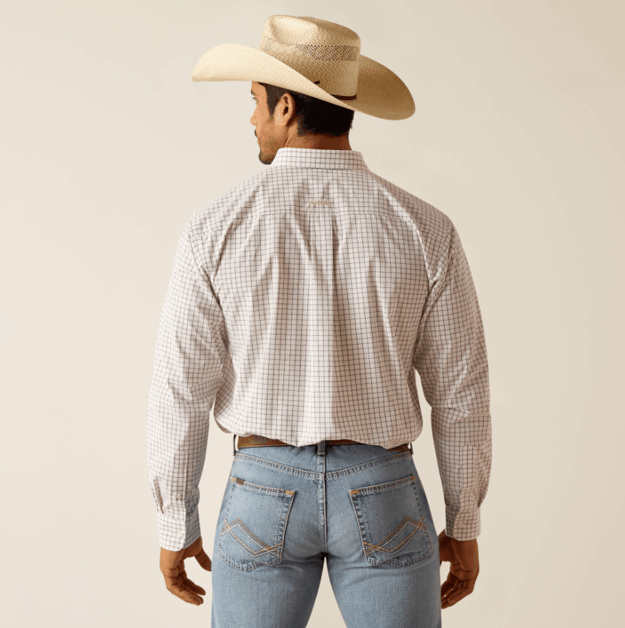 ariat white dress shirt Ariat Men's White/Khaki Team Logo Lightweight Twill Shirt