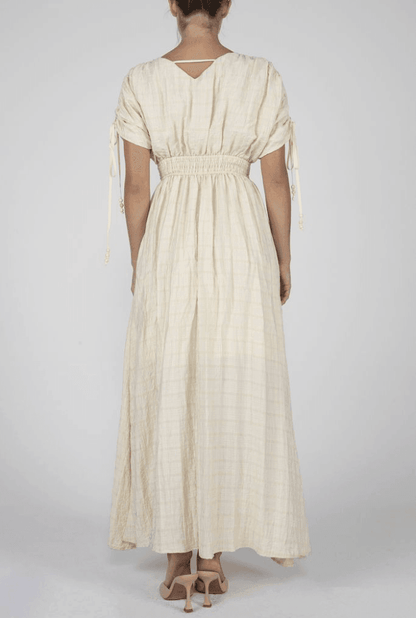 Miss Me Women's Cream Flowy Maxi Dress w/ Smocked Waist & Tassels MD1731S | Painted Cowgirl Western Store Miss Me Women's Cream Flowy Maxi Dress w/ Smocked Waist & Tassels MD1731S | Painted Cowgirl Western Store
