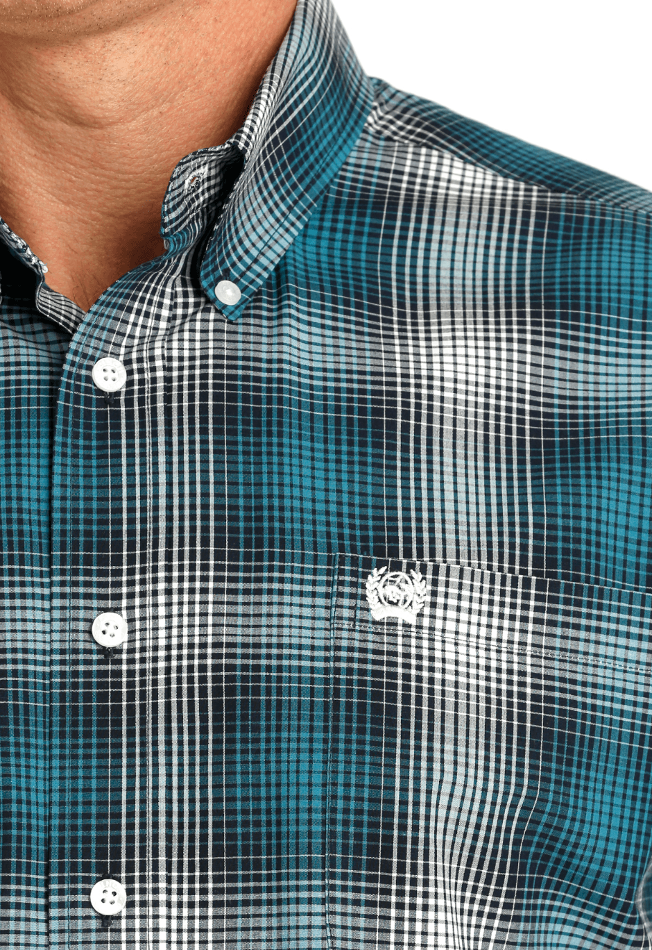Cinch Teal and Cream Plaid Print Button Shirt Cinch Teal and Cream Plaid Print Button Shirt