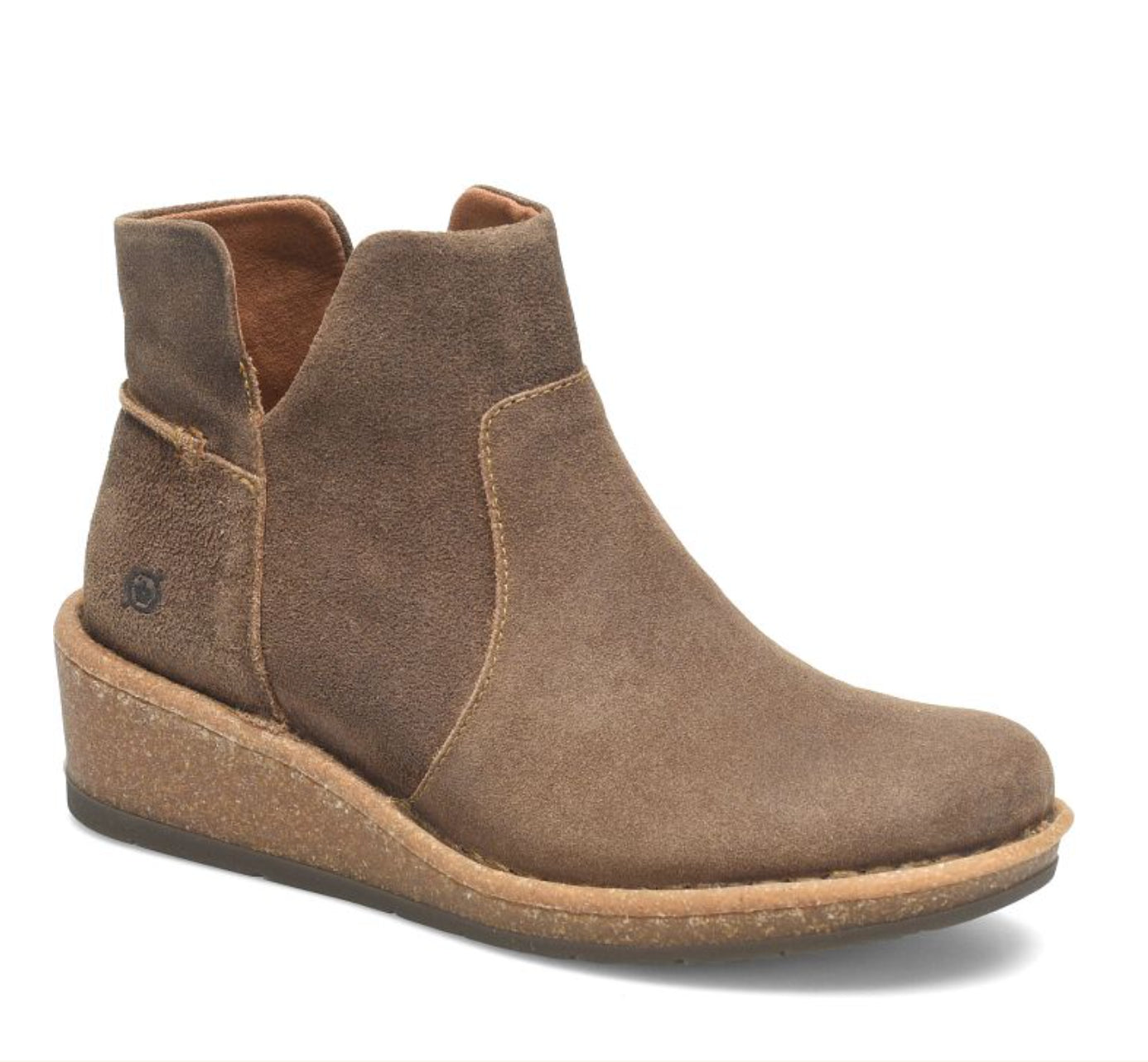 Born Women's Viv Taupe (Avola) Distressed Suede Leather Wedge