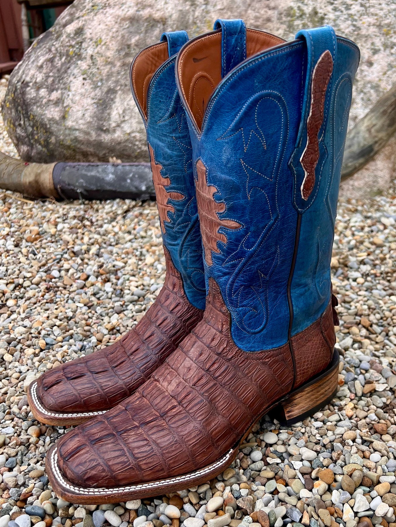 Black Jack Men's Burnished Barnwood Sueded Caiman Tail Cowboy