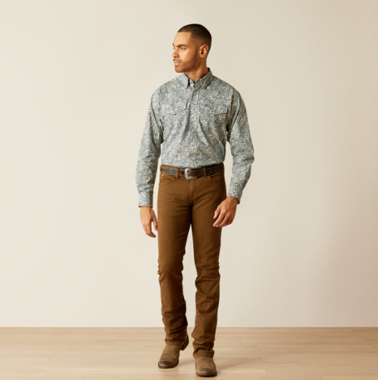 grey dress shirt with khaki pants Perry Ellis Men's Untucked Total Stretch Slim Fit Banded Collar Shirt