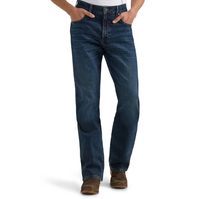 Jeans Wrangler Bootcut Uomo, Modello Broken Arrow, Blu, Taglia 33W/34L, In Denim Stretch