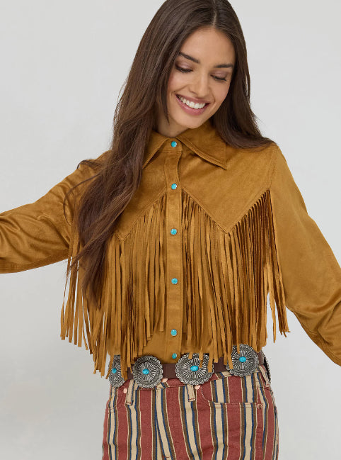 Wrangler X Women's Lainey Wilson Bone Brown Fringe Out Snap Long