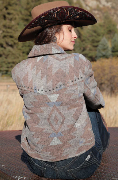 Cruel Denim Women's Tan Tweed Aztec Trucker Jacket CWJ7481001