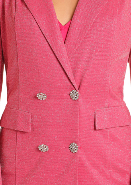 Rock and Roll Cowgirl Women's Pink Iridescent Blazer Dress BWD2R04516 Xs