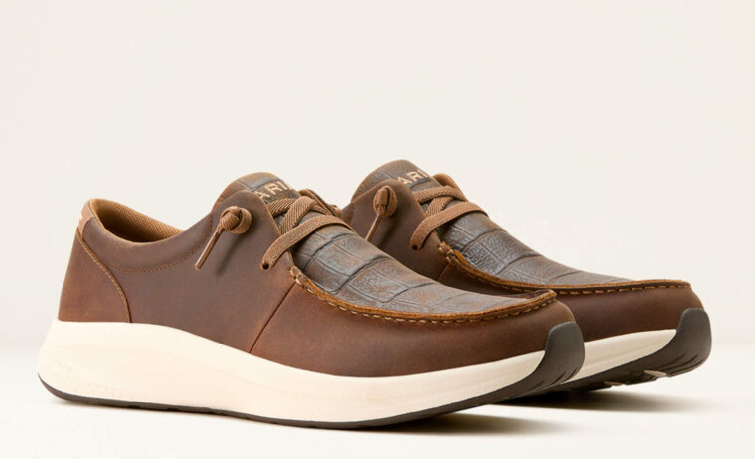 Ariat Brown Croc-Embossed Leather Work Moc Shoes Ariat Men main image 2