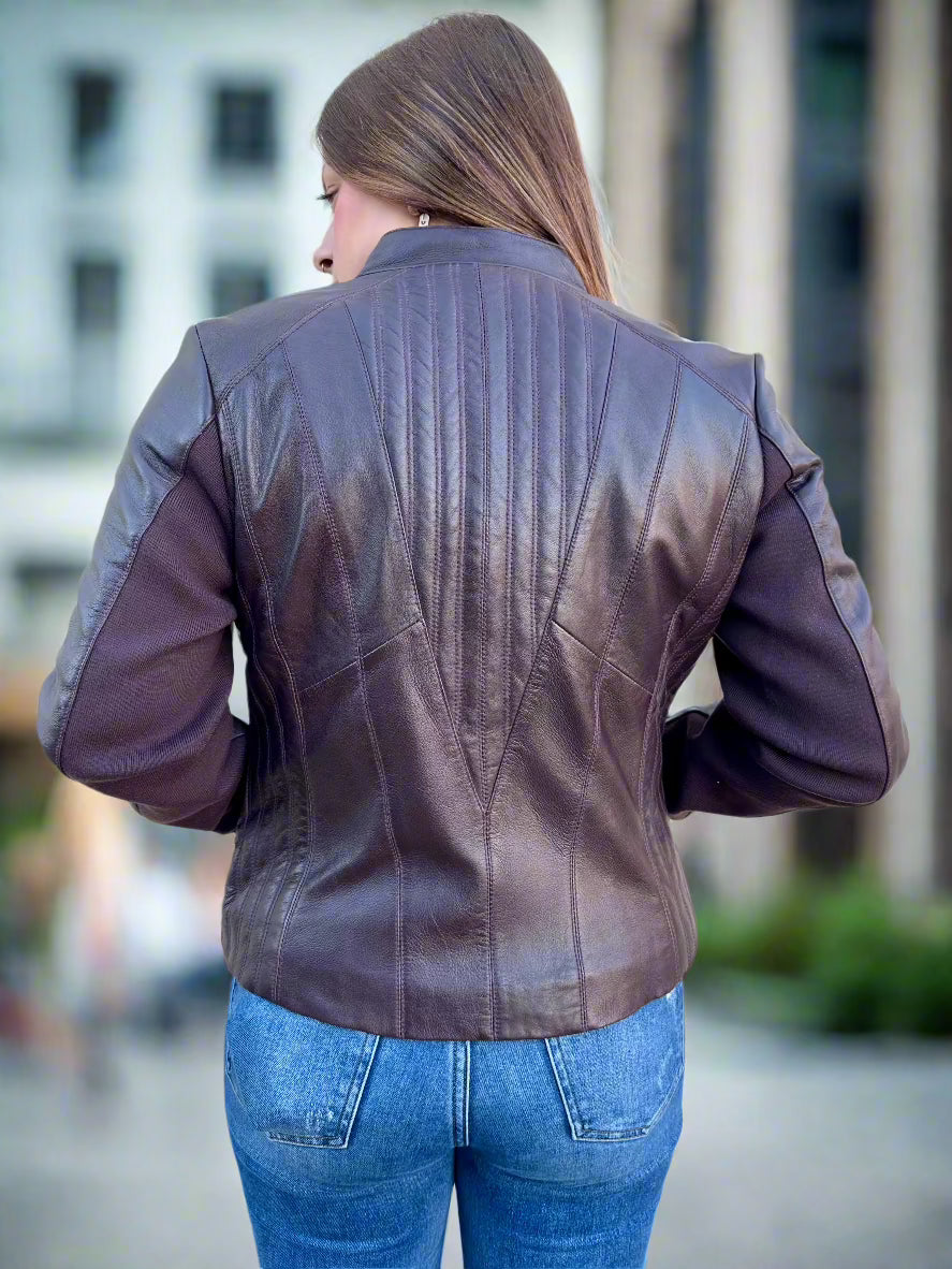 Scully Women's Eggplant Maroon Leather Jacket L1084 | Painted