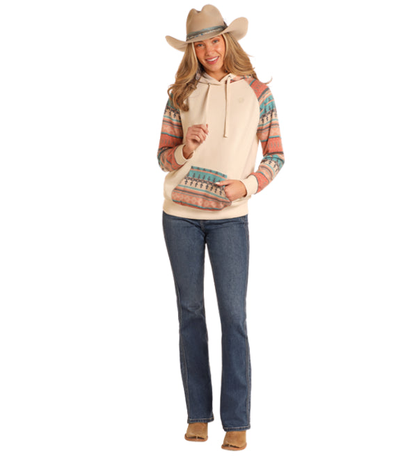 Rock & Roll Cowgirl Women's Cream with Turquoise Aztec