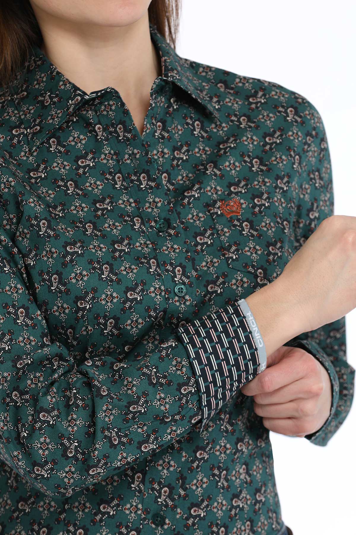 Cinch Women's Paisley Print Long Sleeve Button-Down Western Shirt Cinch Women's Paisley Print Long Sleeve Button-Down Western Shirt