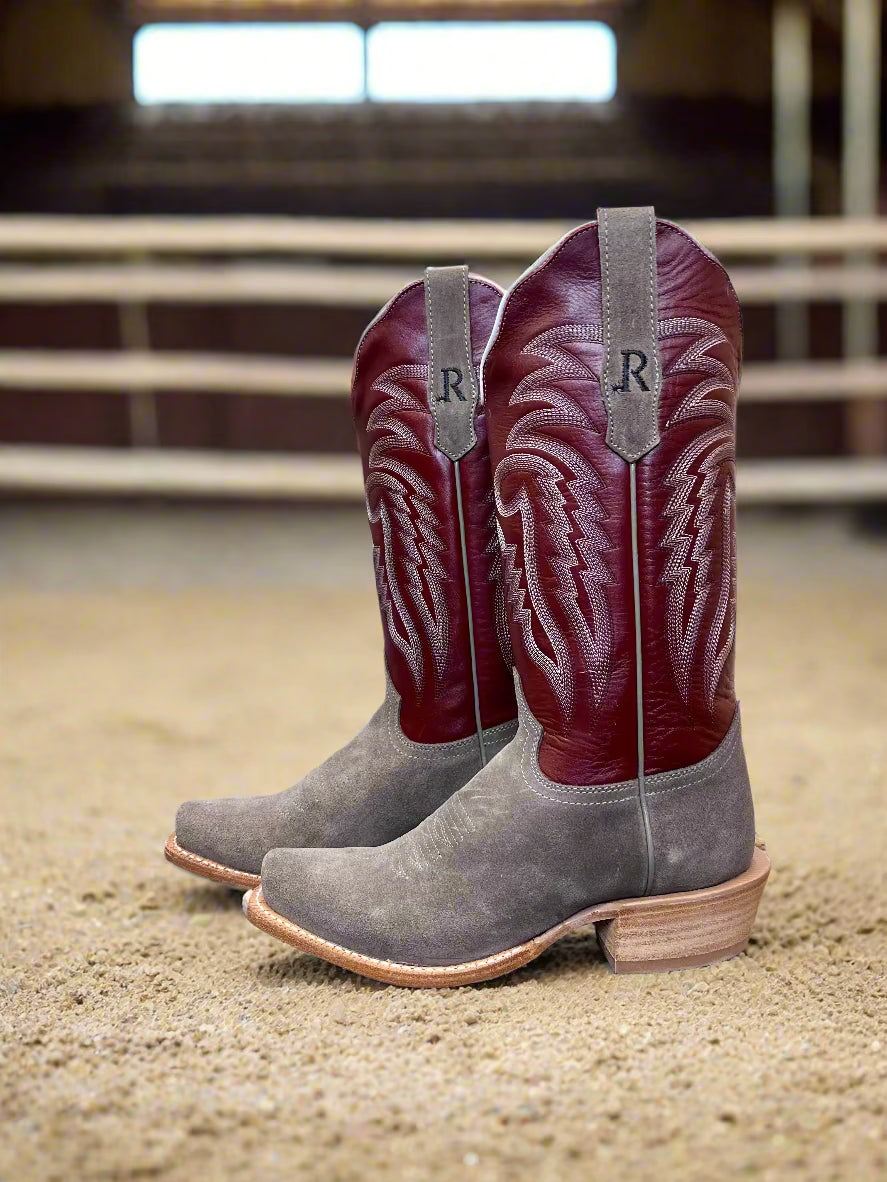 Watson Women's Charcoal Grey Rough Out Red Top Cutter Toe