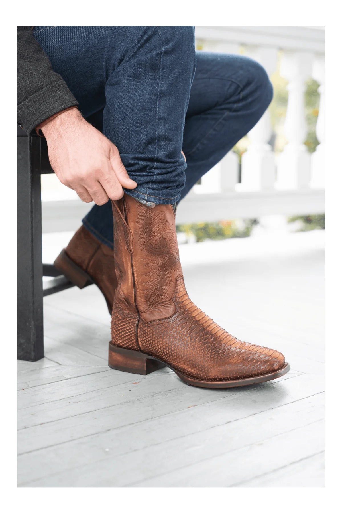 Dan Post Men's Bronze/Brown KA Python Design Square Toe Cowboy