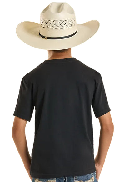 Rock & Roll Cowboy Boys Black 'Yippe Ki Yay' Skull Graphic Tee Shirt BB21T08875