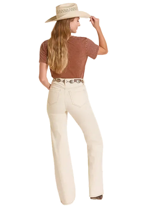 Rock & Roll Cowgirl Women's Beige Flawless Fit High-Rise Wide Leg Jeans BW6HD09099