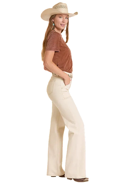 Rock & Roll Cowgirl Women's Beige Flawless Fit High-Rise Wide Leg Jeans BW6HD09099