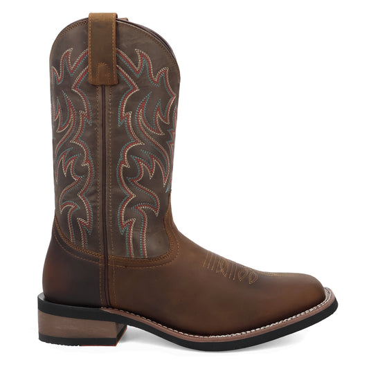 Laredo Men's Decatur Brown & Grey Broad Square Toe Western Cowboy Boots 8067