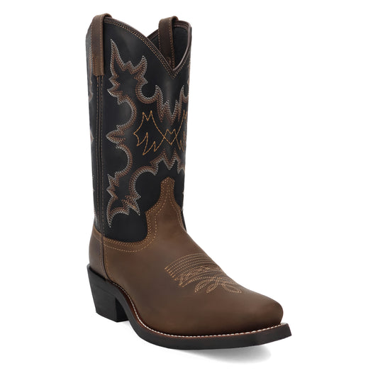 Laredo Men's Iron Ridge Brown & Black Cowboy Square Toe Western Cowboy Boots 70050