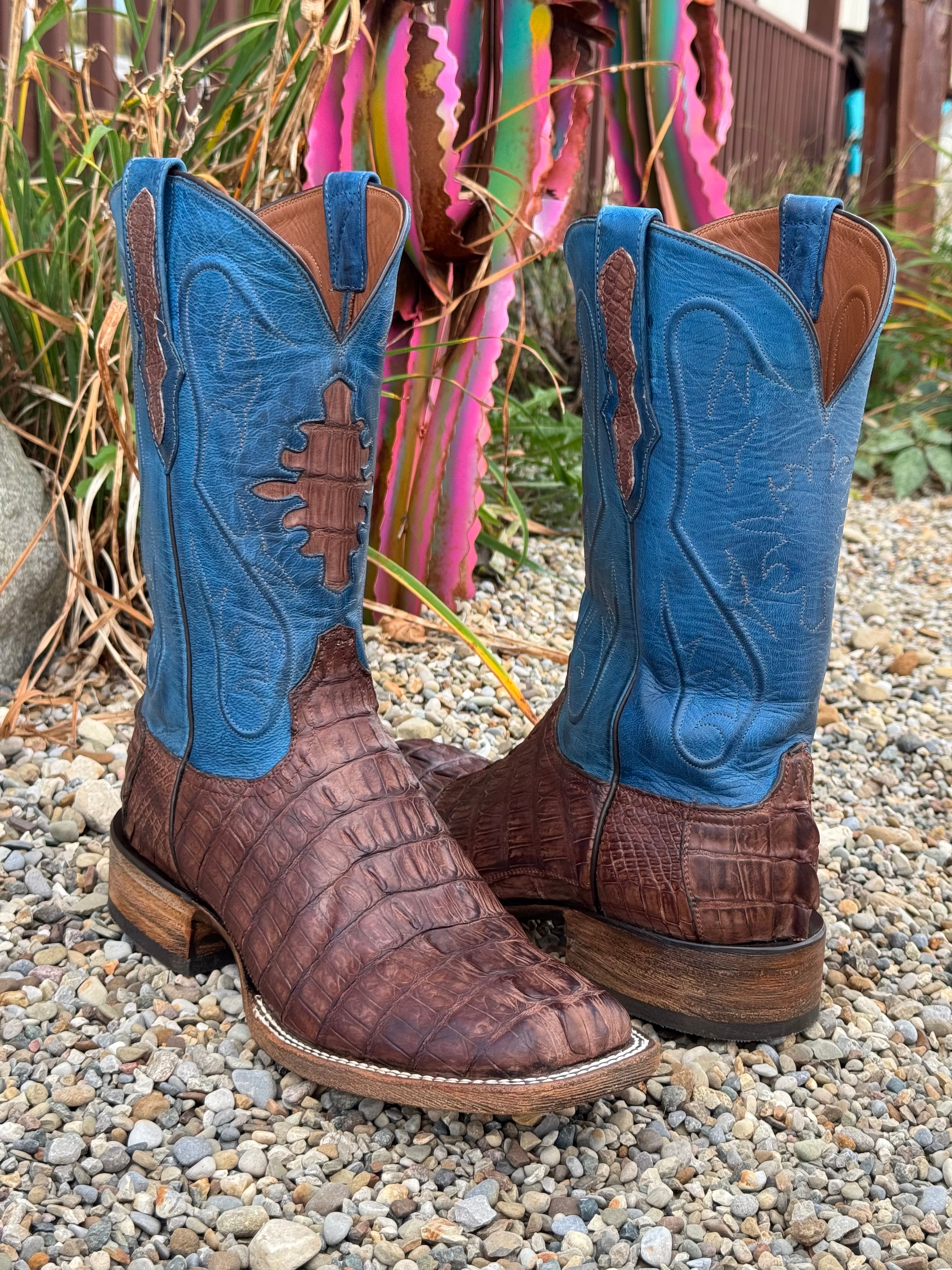 Black Jack Men's Burnished Barnwood Sueded Caiman Tail Cowboy