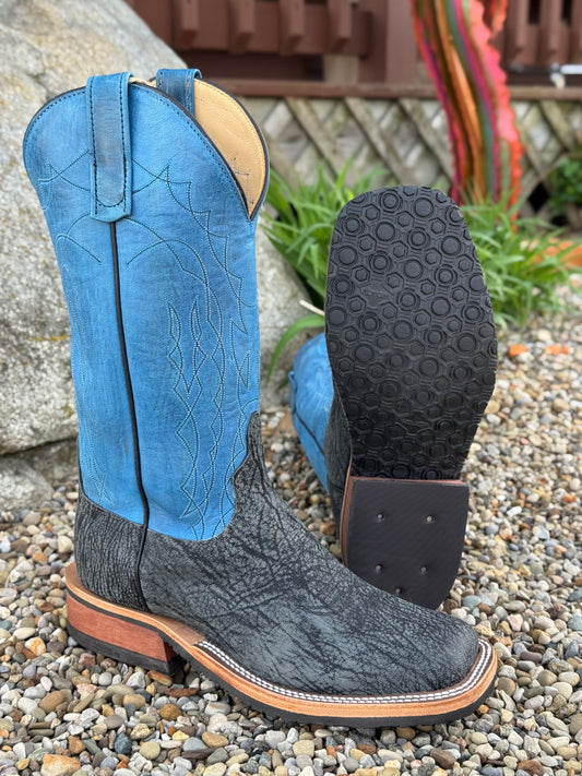 Anderson Bean Men's Black Poseidon Shoulder & Danube Blue Mad Dog Top V-Crepe Cowboy Boots 336968