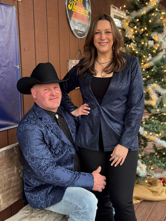 Rock and Roll Cowgirl Women's Black & Blue Iridescent Blazer BW96T07787BLK