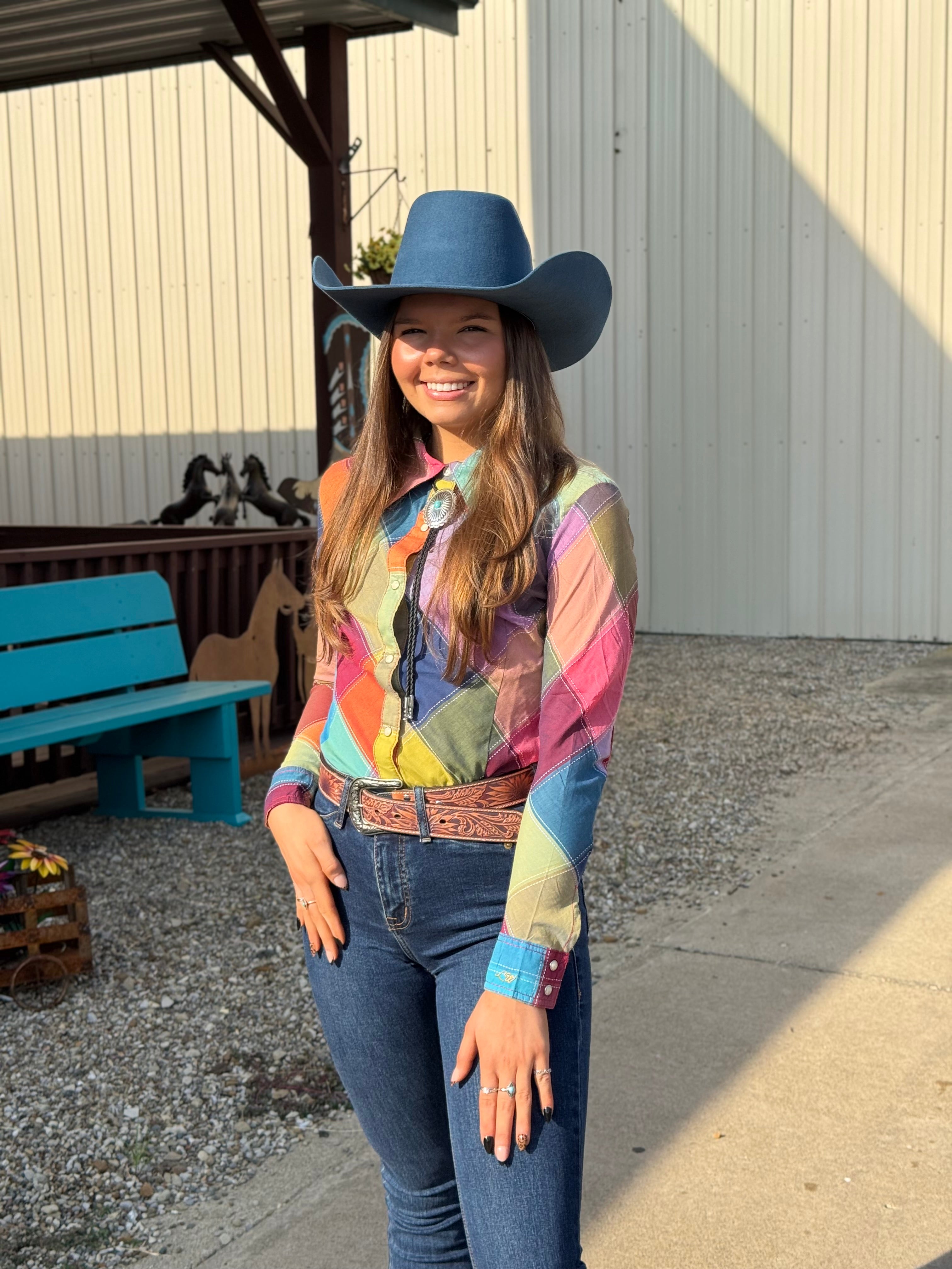 Serratelli Mesa Yale Blue WJ 'Brick' Top Pure Wool Cowboy Hat