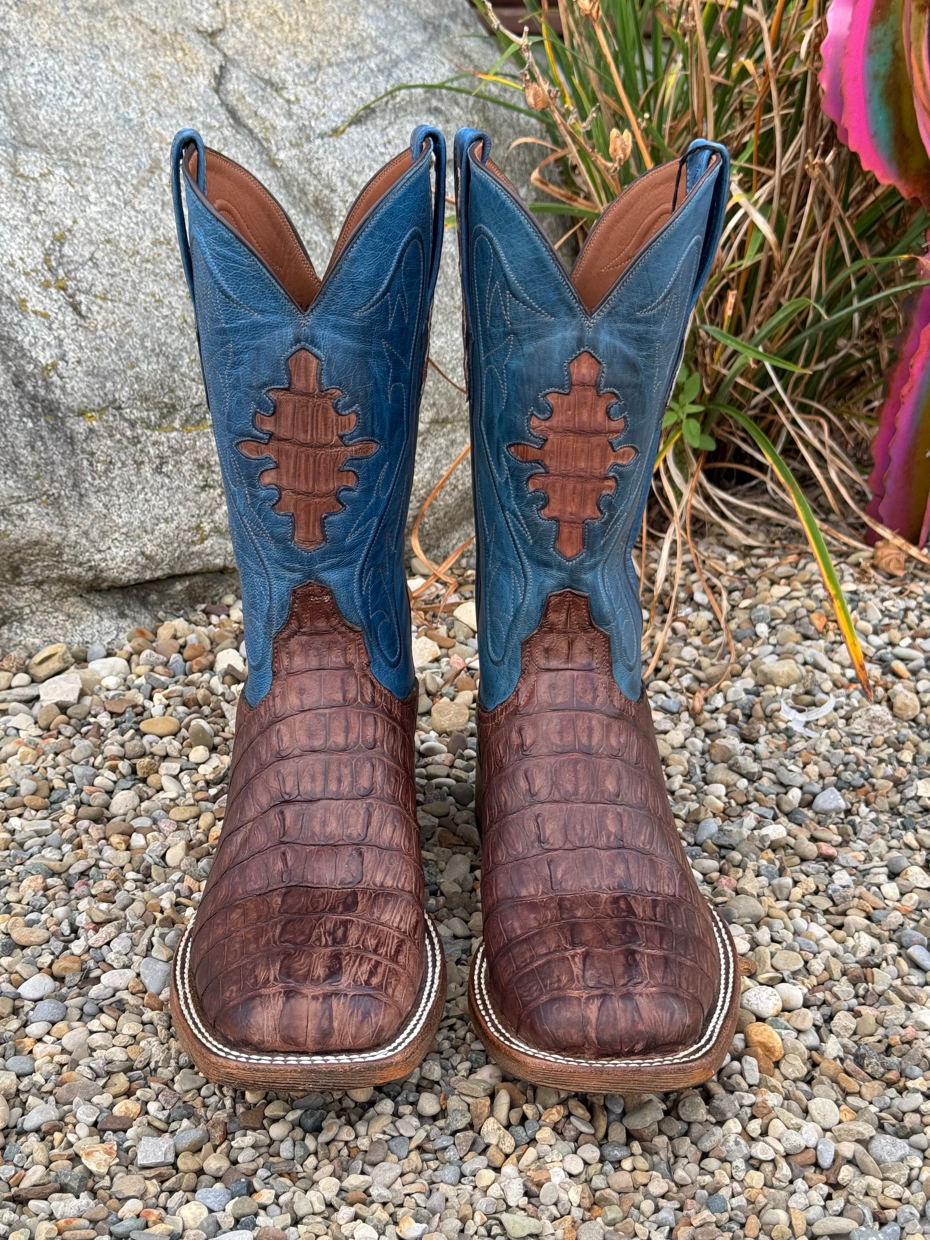 Black Jack Men's Burnished Barnwood Sueded Caiman Tail Cowboy