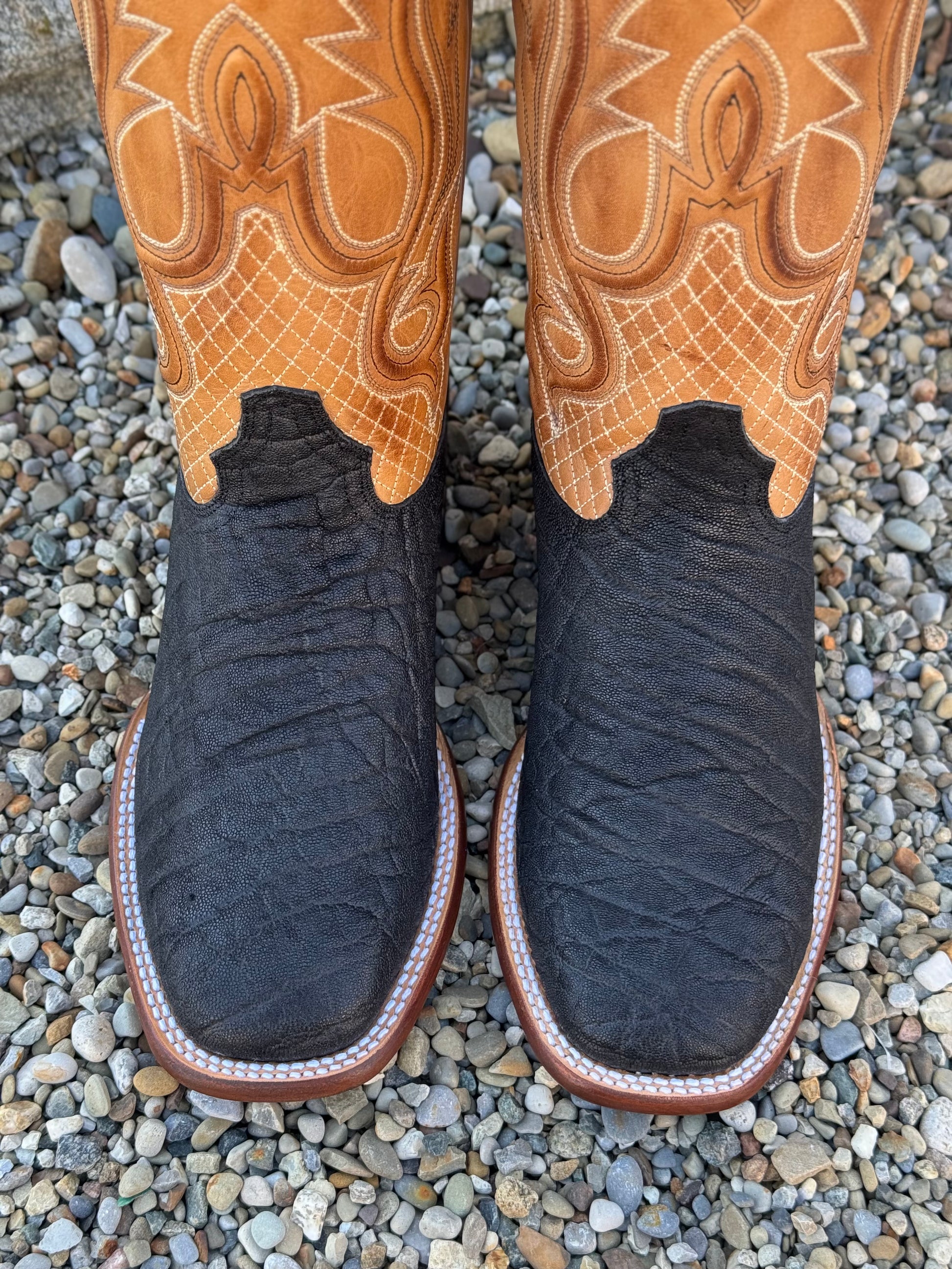 Stetson Men's Thunder Exotic Elephant Western Boots - Broad Square Toe Stetson Men's Thunder Exotic Elephant Western Boots - Broad Square Toe