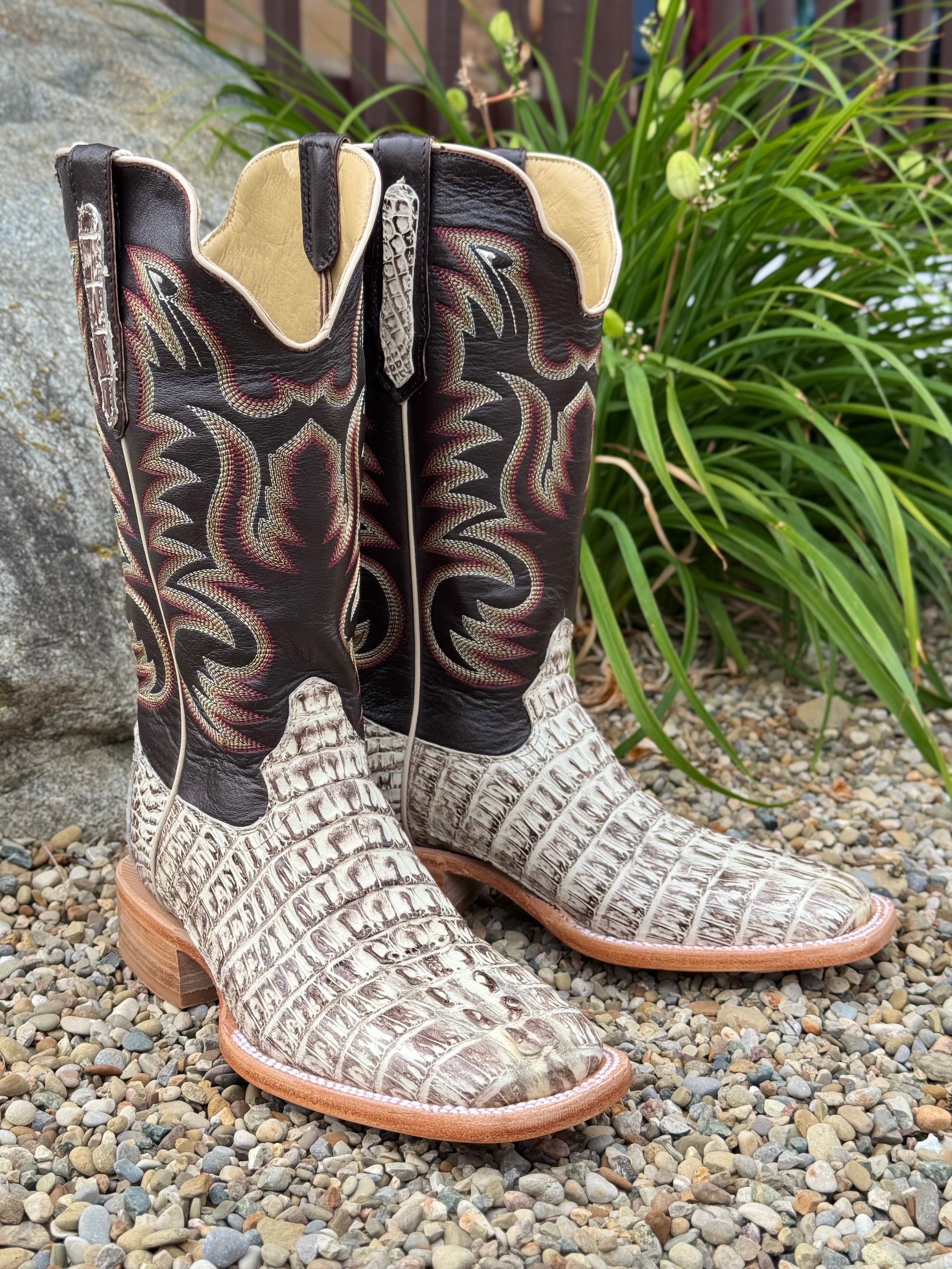 R. Watson Men's Orix Hornback Caiman Tail Square Toe Cowboy Boots