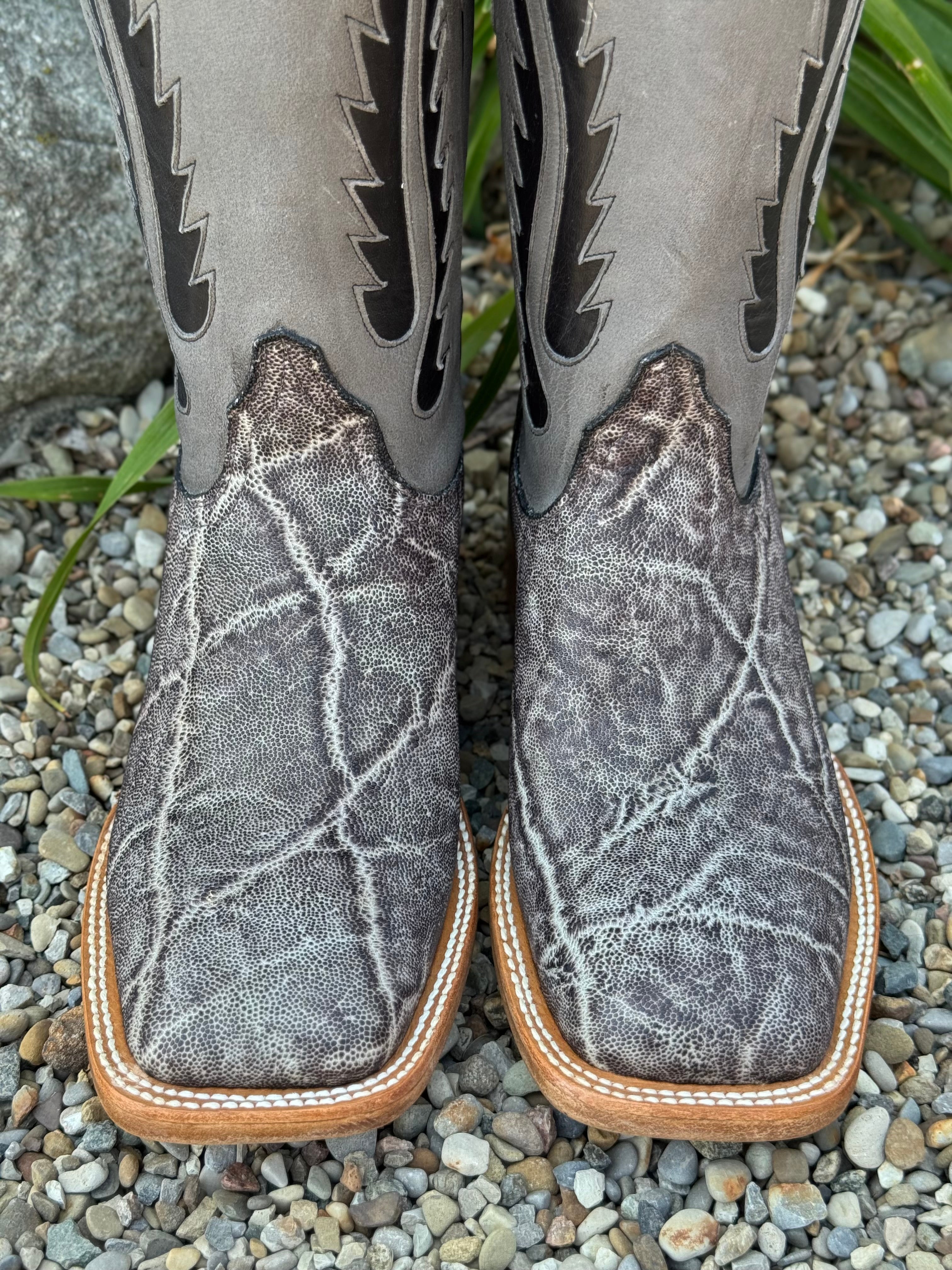Black Jack Men's Ice Grey Elephant Square Toe Cowboy Boots IG8011