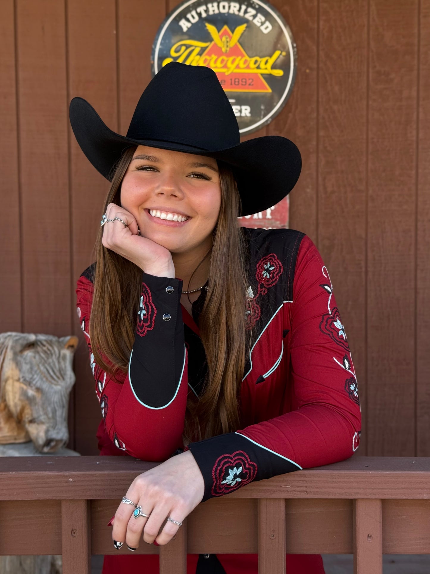 Roper Women's Red Twill Embroidered Yoke Western Shirt Dress 0040-0761