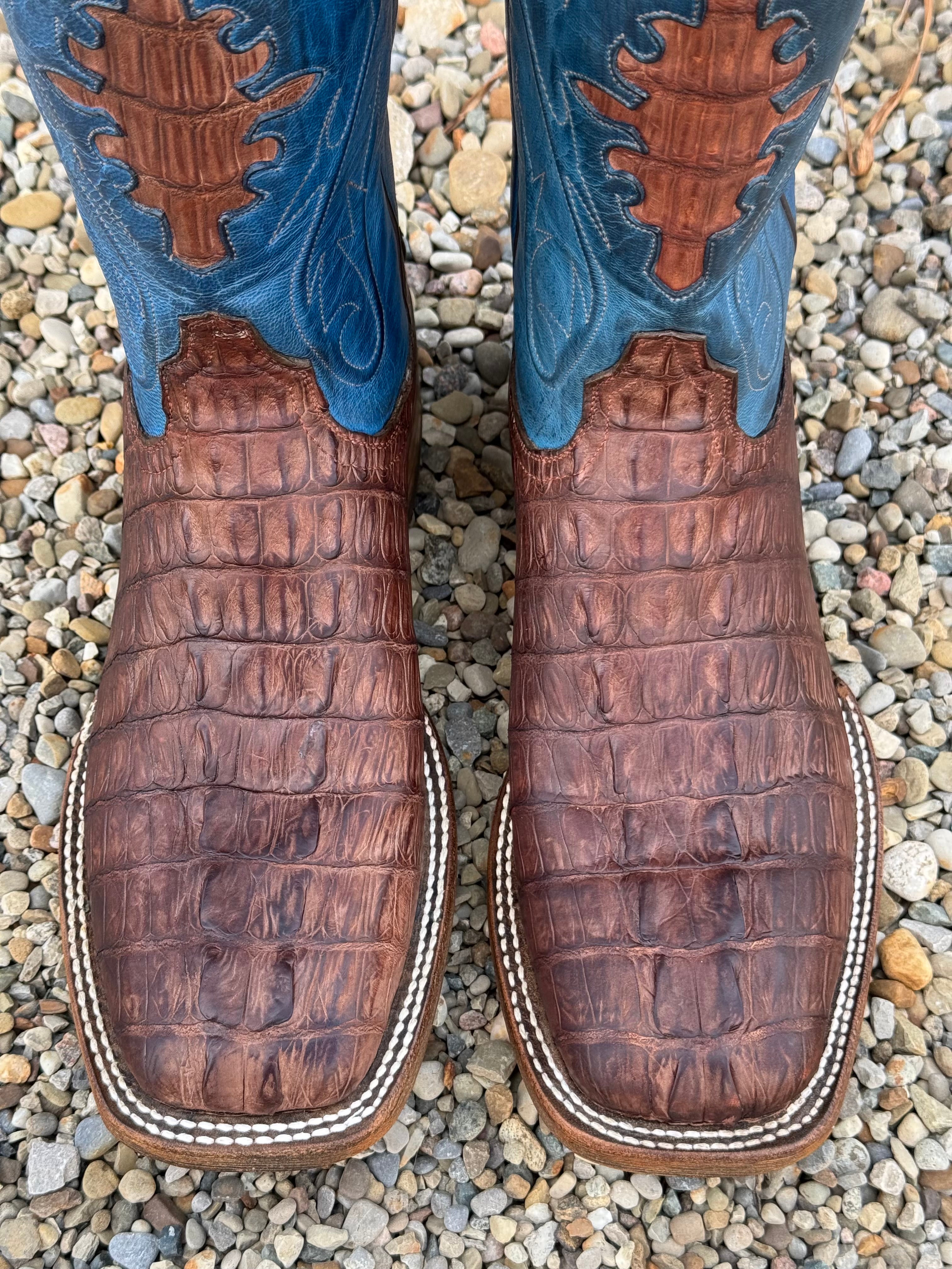 Black Jack Men's Burnished Barnwood Sueded Caiman Tail Cowboy