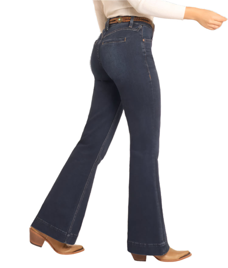 Rock & Roll Cowgirl Women's Dark Wash High Rise Welt Pocket