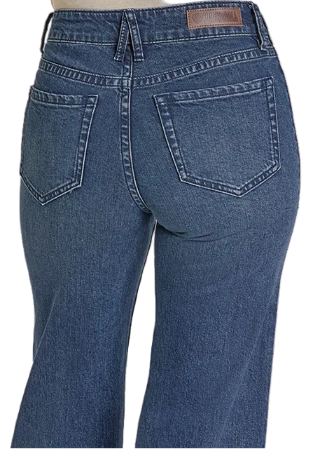 Rock & Roll Cowgirl x West Desperado Women's Flawless Fit Horse Bit Accent Medium Wash High-Rise Wide Leg Flare Jeans BW6HD07846