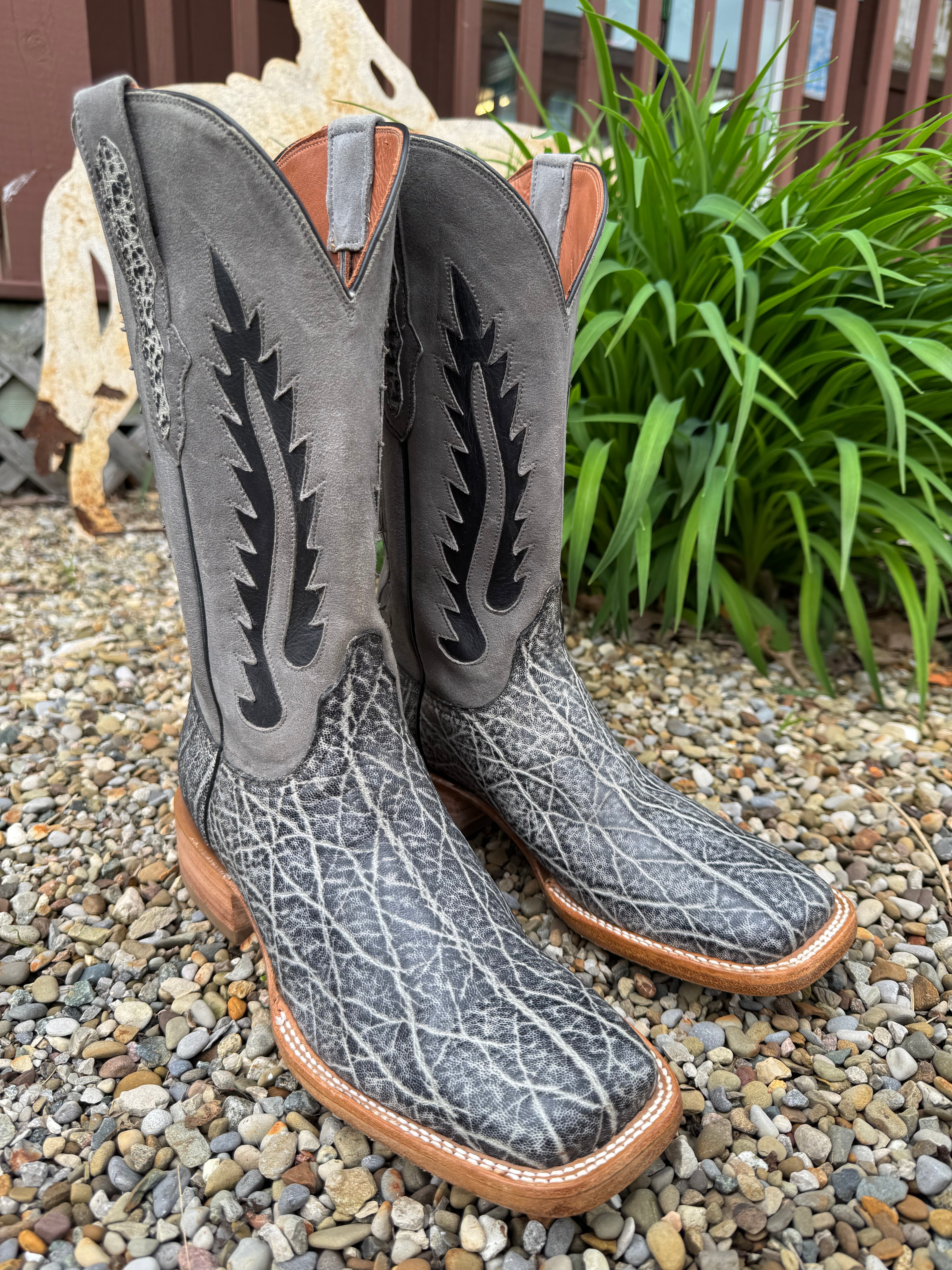 Black Jack Men's Ice Grey Elephant Square Toe Cowboy Boots IG8011