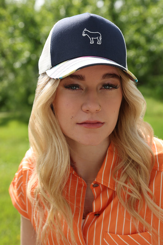 Cruel Girl Denim Women's Navy & Serape Print Trucker Ball Cap CCC0041042