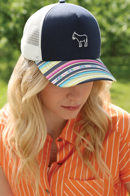 Cruel Girl Denim Women's Navy & Serape Print Trucker Ball Cap CCC0041042