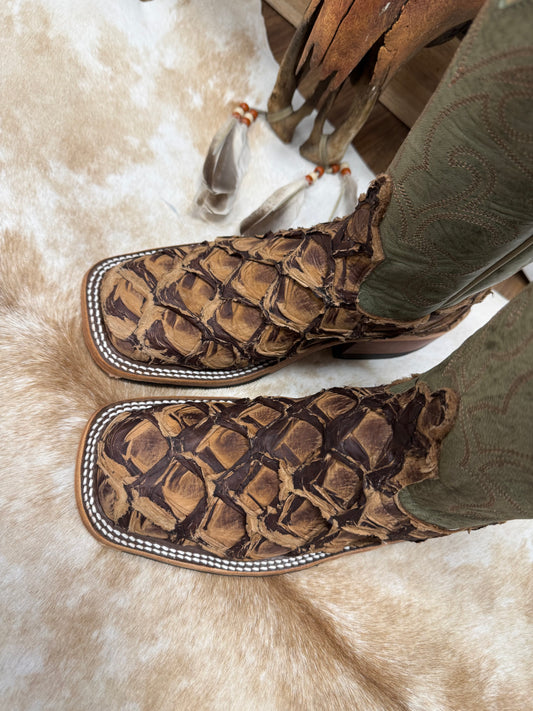 Anderson Bean Women's Cigar Matte Big Bass & Mallard Mad Dog Square Toe Western Cowgirl Boots 332207 Anderson Bean Women's Cigar Matte Big Bass & Mallard Mad Dog Square Toe Western Cowgirl Boots 332207