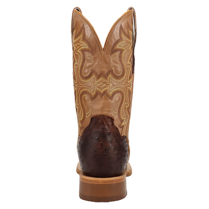 Dan Post Men's Drayden Cognac Full Quill Ostrich & Honey Tan Top Square Toe Cowboy Boots DP5268